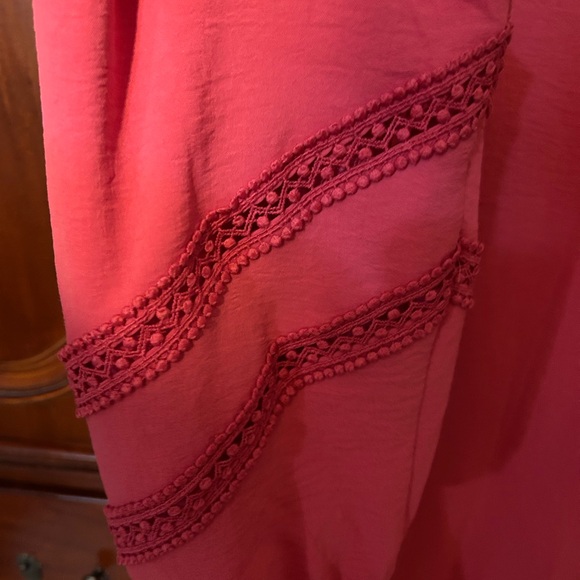 Women's Pink Blouse with Tie Front - Picture 5 of 5